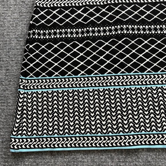 Kaari Blue Dress Womens XS Black White Geometric Button Accents Tribal Preppy - Picture 5 of 15